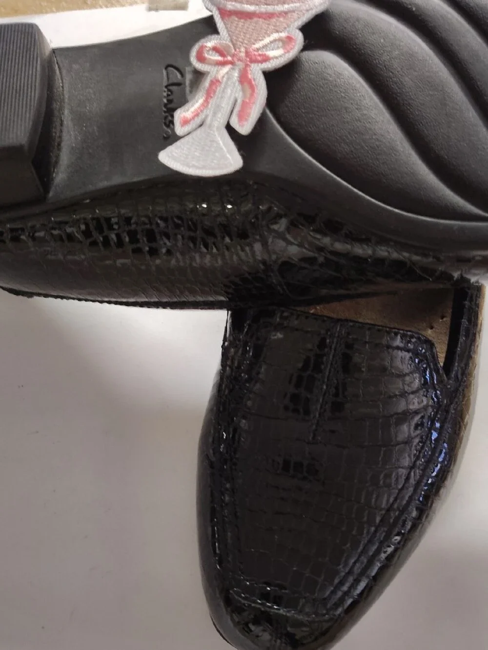 Black Croc-Embossed Slip-On Loafers for Women